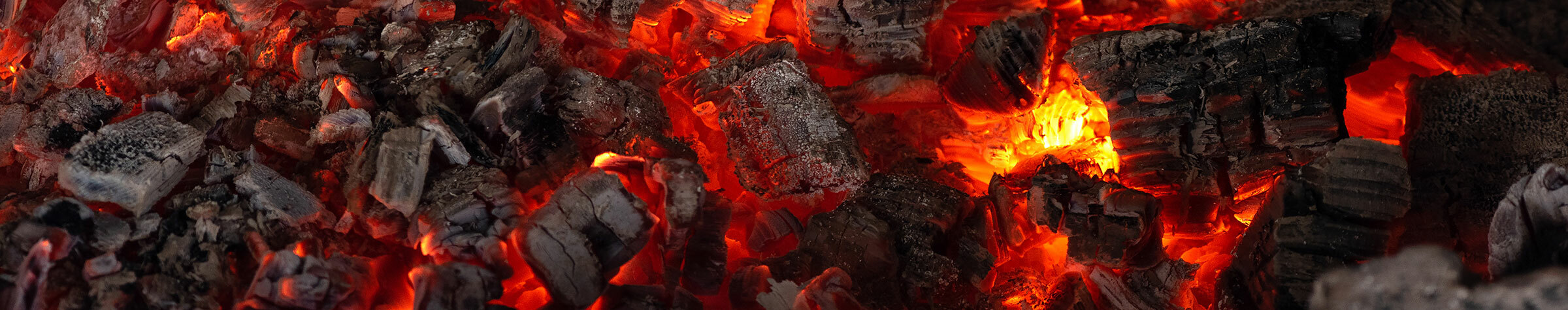 Hot coals from fire
